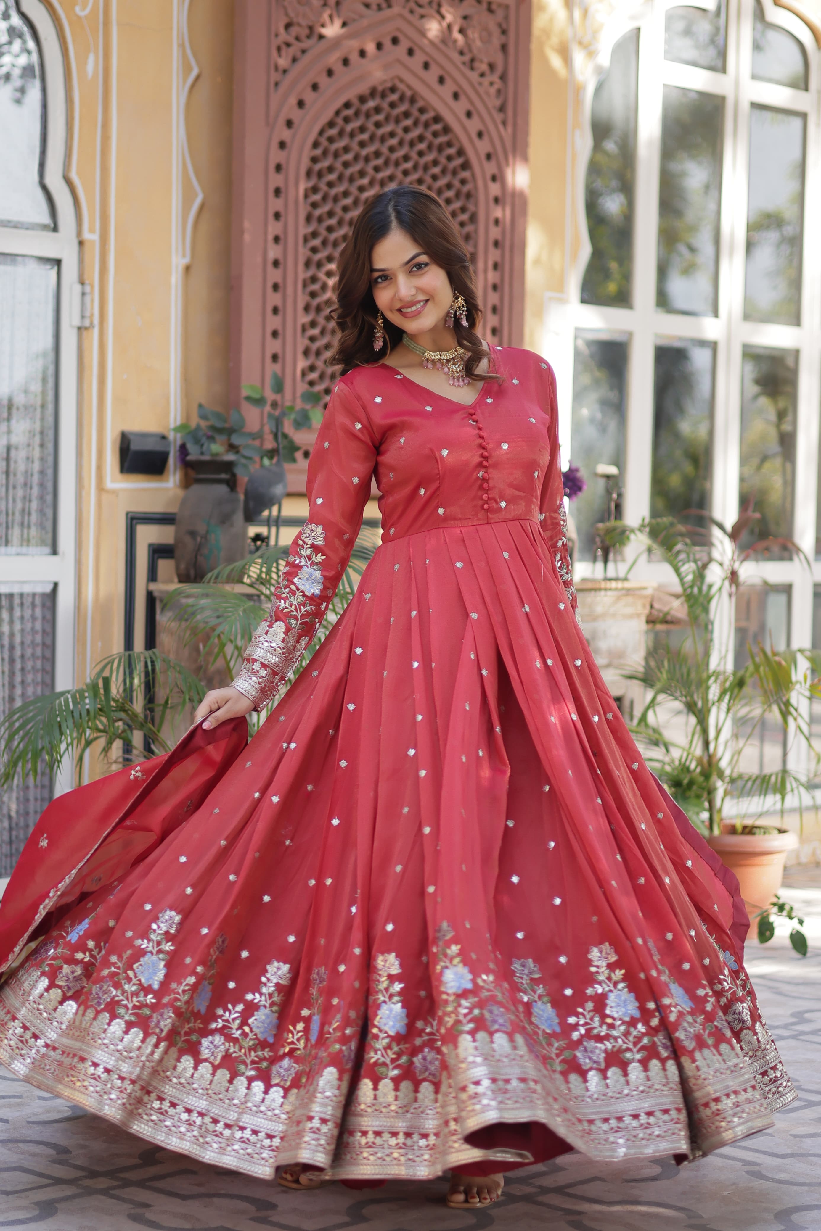 Lekha KA 1152 Viscose Foil Embroidery Sequins Work Gown With Dupatta Collection
