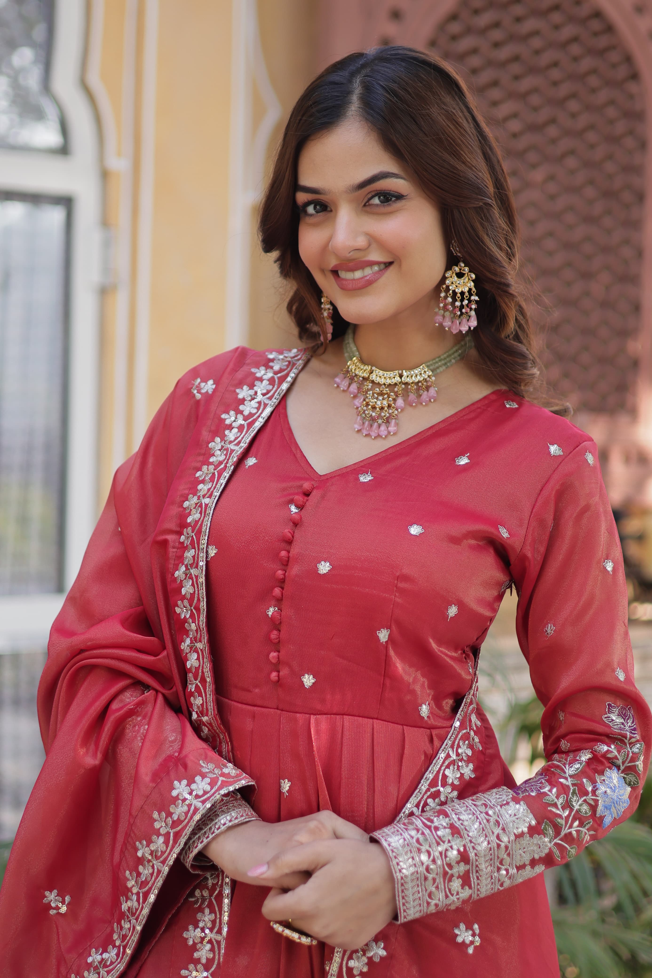 Lekha KA 1152 Viscose Foil Embroidery Sequins Work Gown With Dupatta Collection