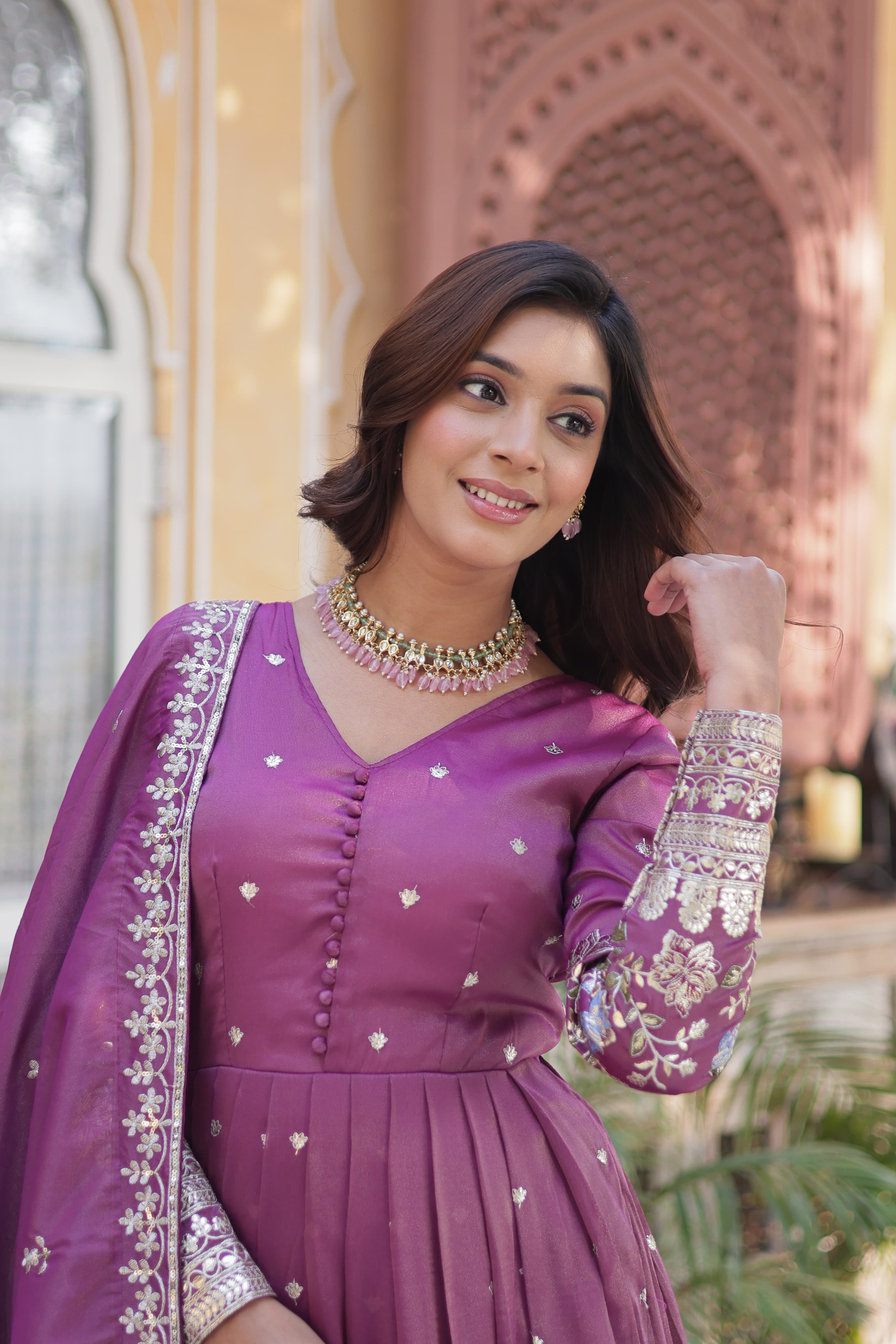 Lekha KA 1152 Viscose Foil Embroidery Sequins Work Gown With Dupatta Collection