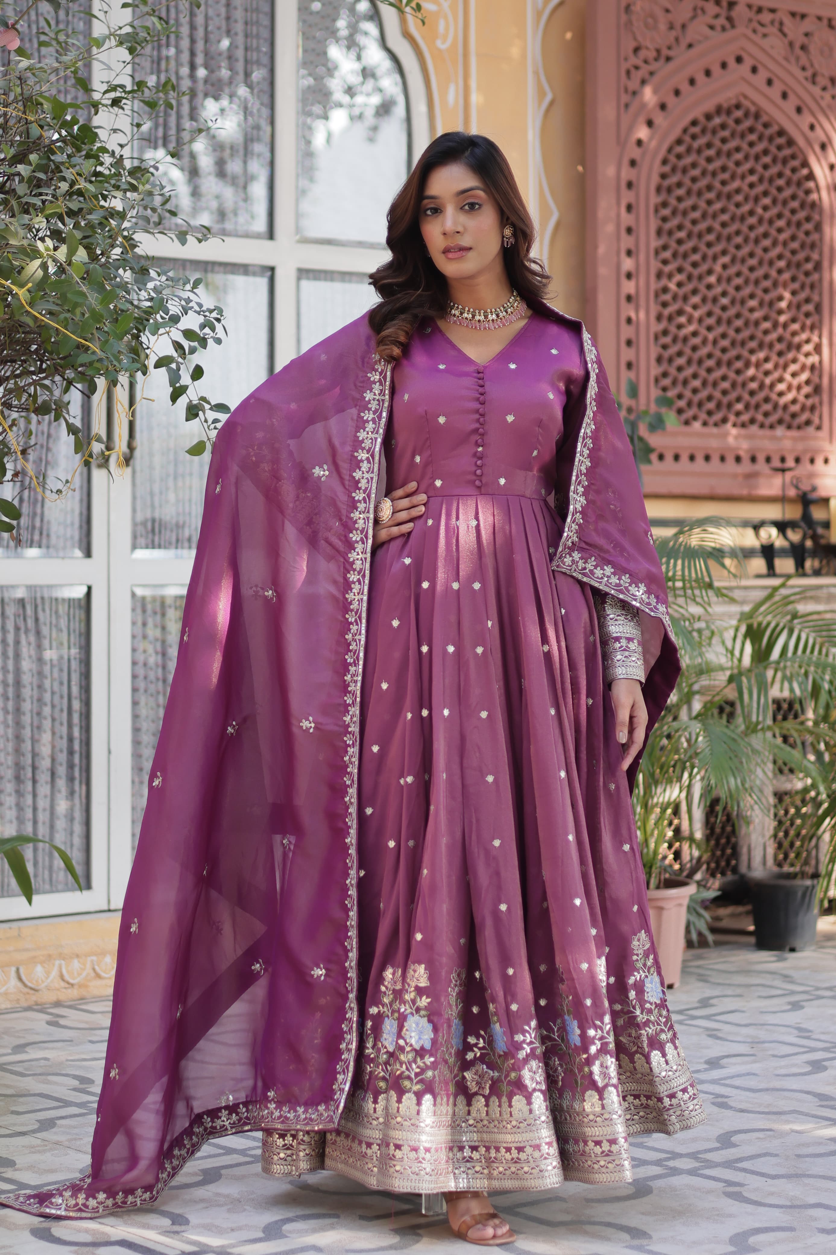 Lekha KA 1152 Viscose Foil Embroidery Sequins Work Gown With Dupatta Collection