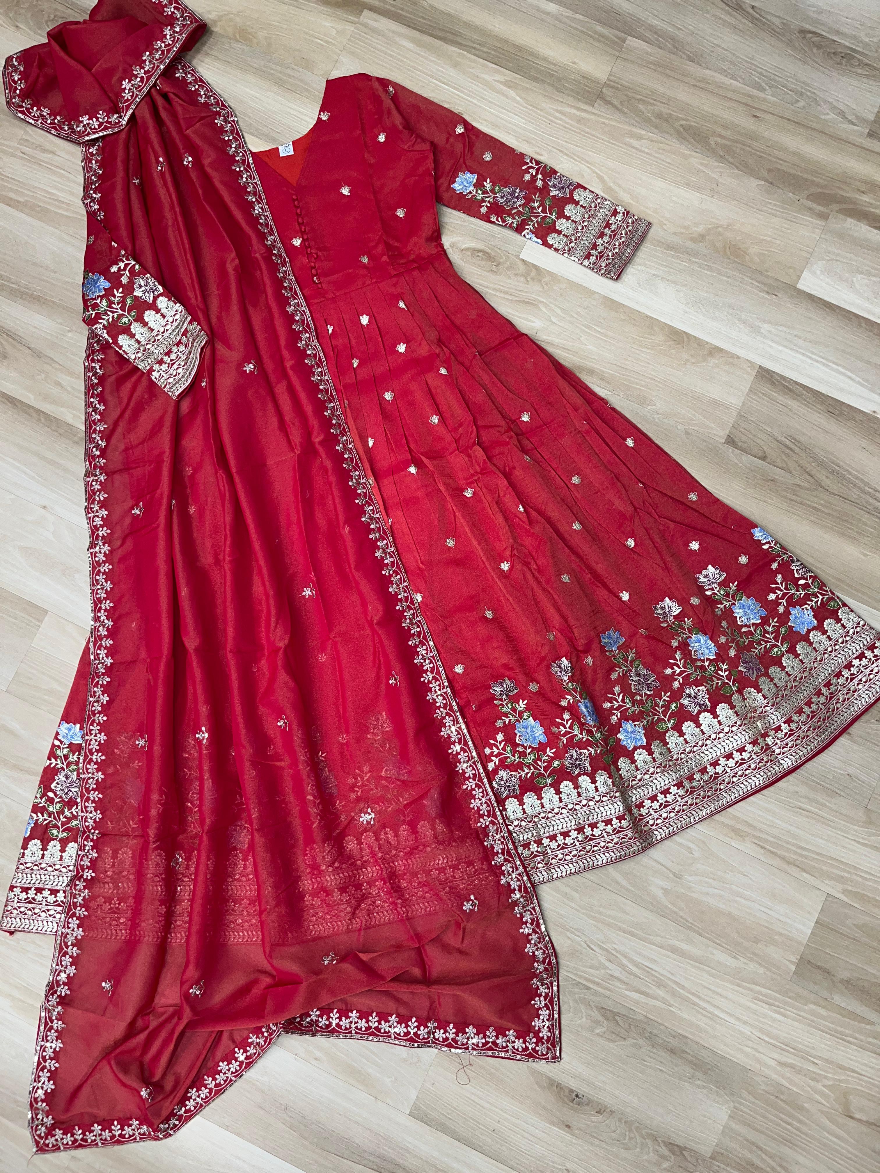 Lekha KA 1152 Viscose Foil Embroidery Sequins Work Gown With Dupatta Collection