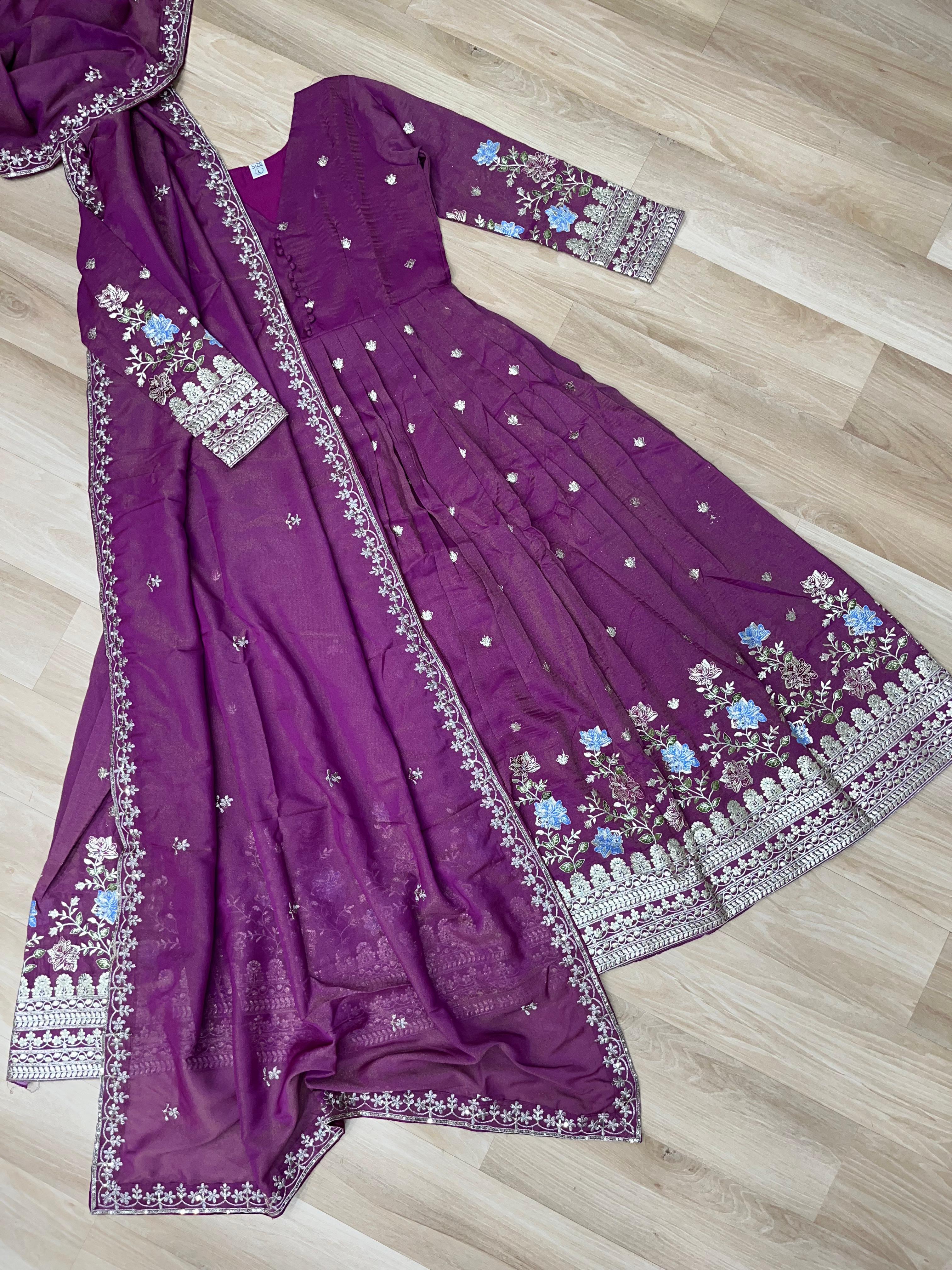 Lekha KA 1152 Viscose Foil Embroidery Sequins Work Gown With Dupatta Collection