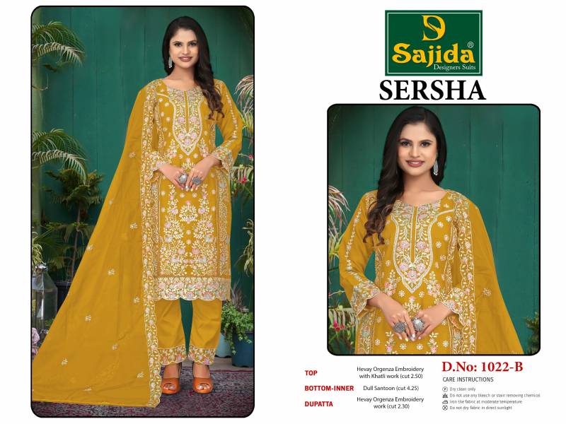Sajida Sersha Organza Pakistani Salwar Kameez Collection