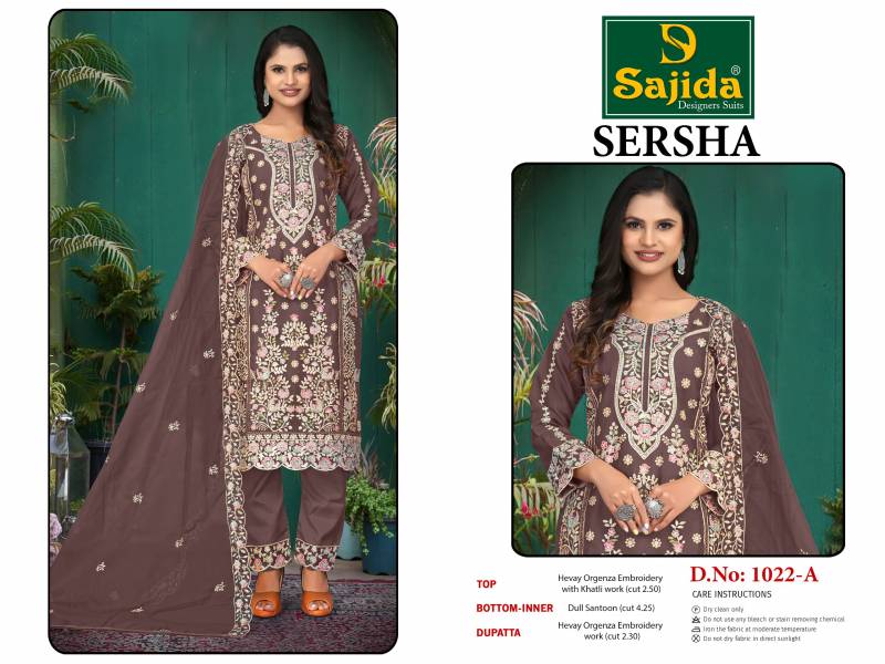 Sajida Sersha Organza Pakistani Salwar Kameez Collection
