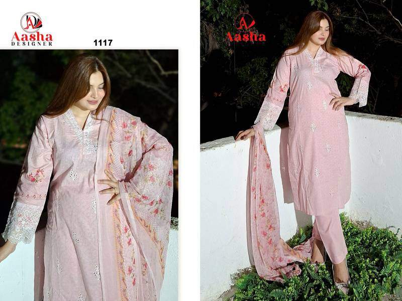 Aasha 1116 And 1117 Cotton Dupatta Pakistani Salwar Suit Collection