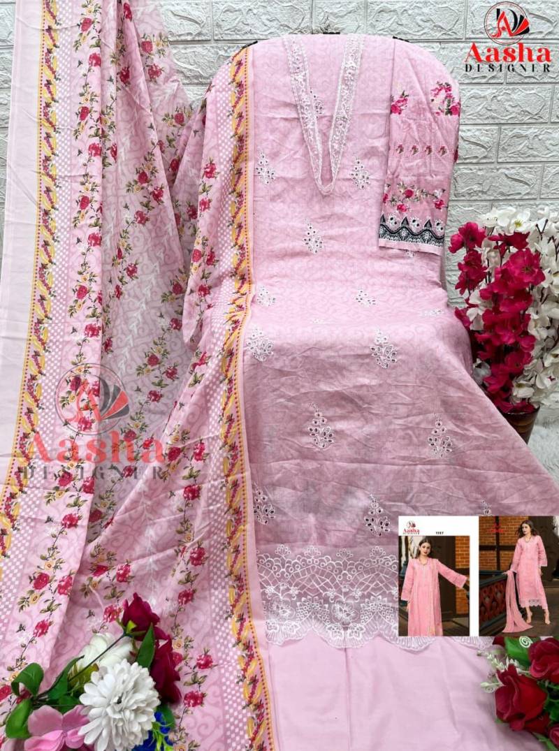 Aasha 1116 And 1117 Cotton Dupatta Pakistani Salwar Suit Collection