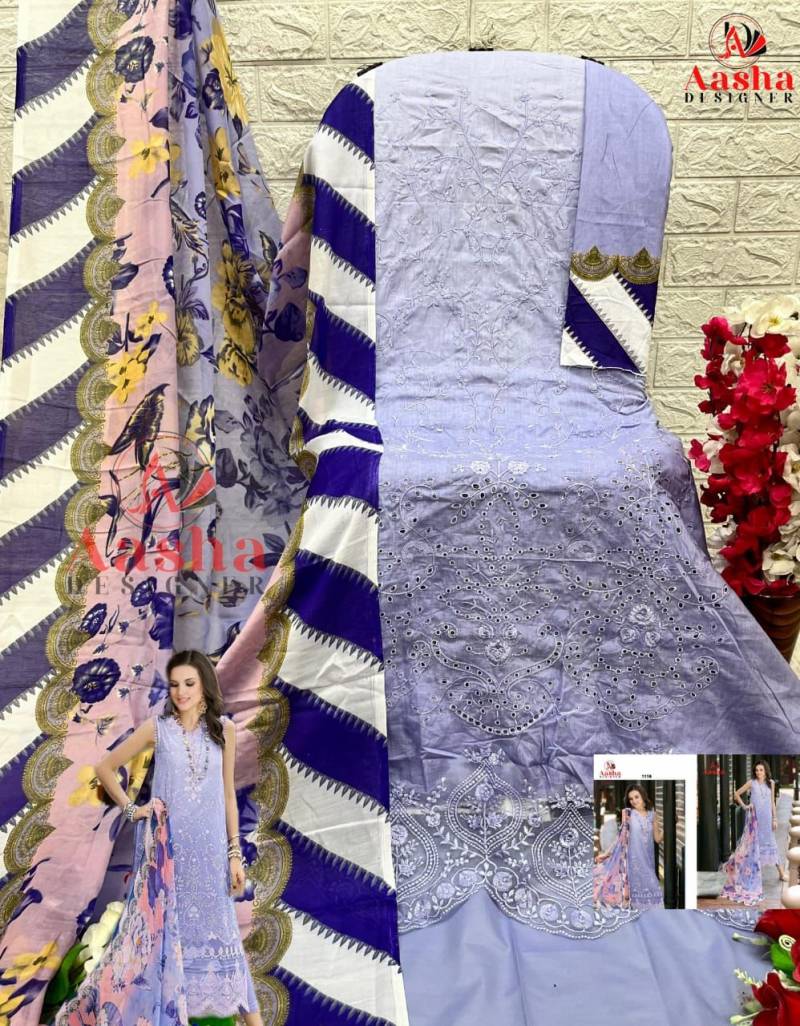Aasha 1116 And 1117 Cotton Dupatta Pakistani Salwar Suit Collection