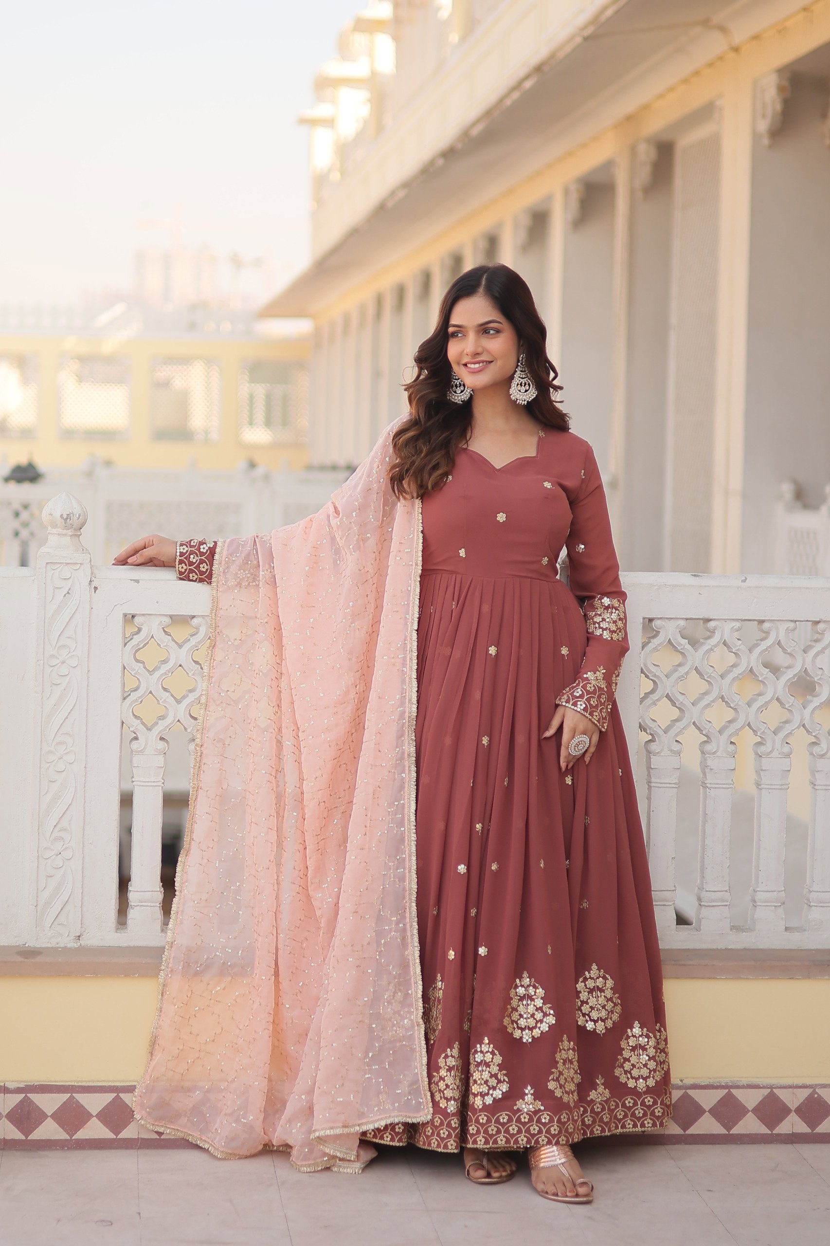 Lekha KA 1075 Faux Georgette Embroidered Gown With Dupatta Collection