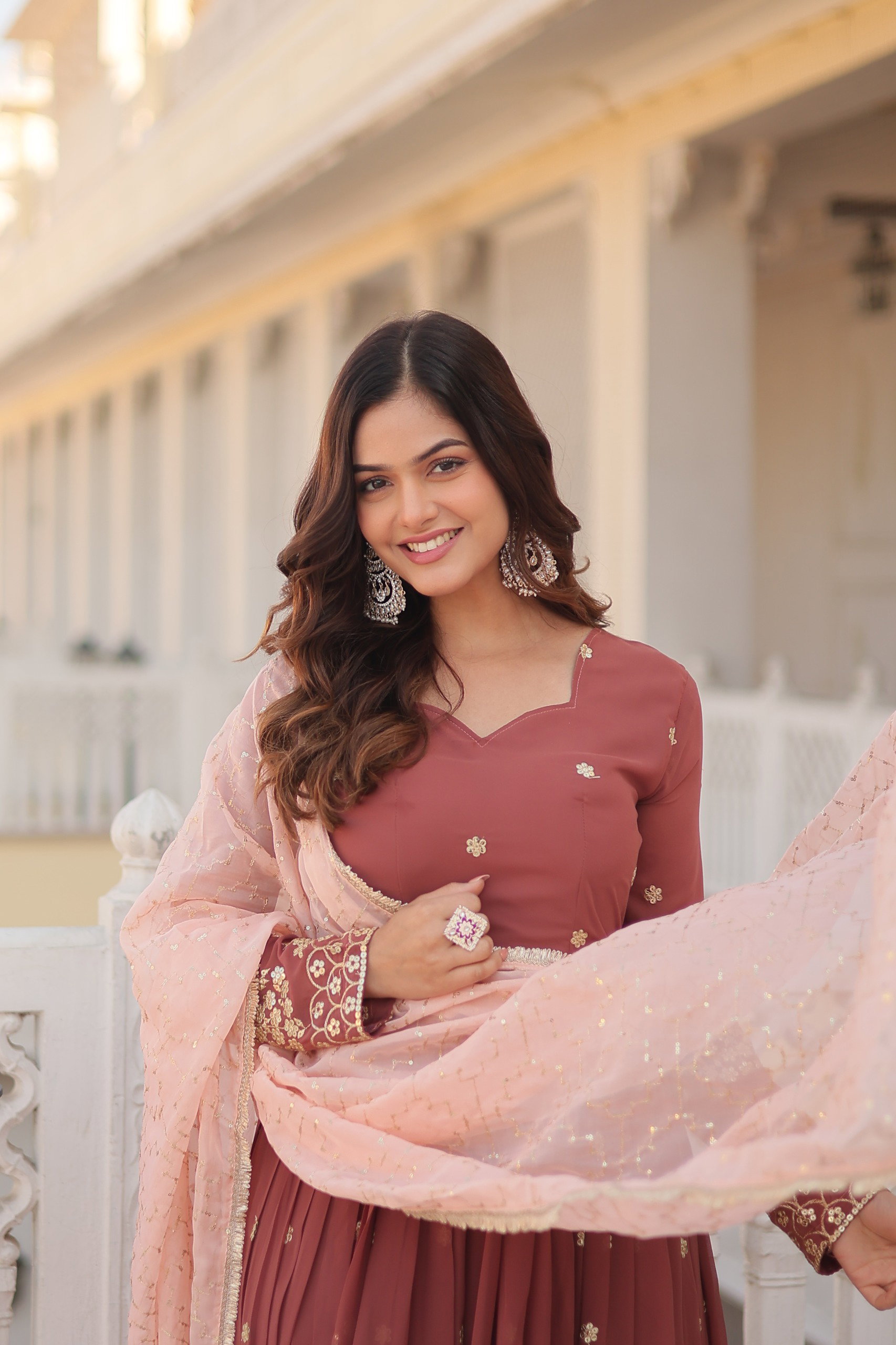 Lekha KA 1075 Faux Georgette Embroidered Gown With Dupatta Collection