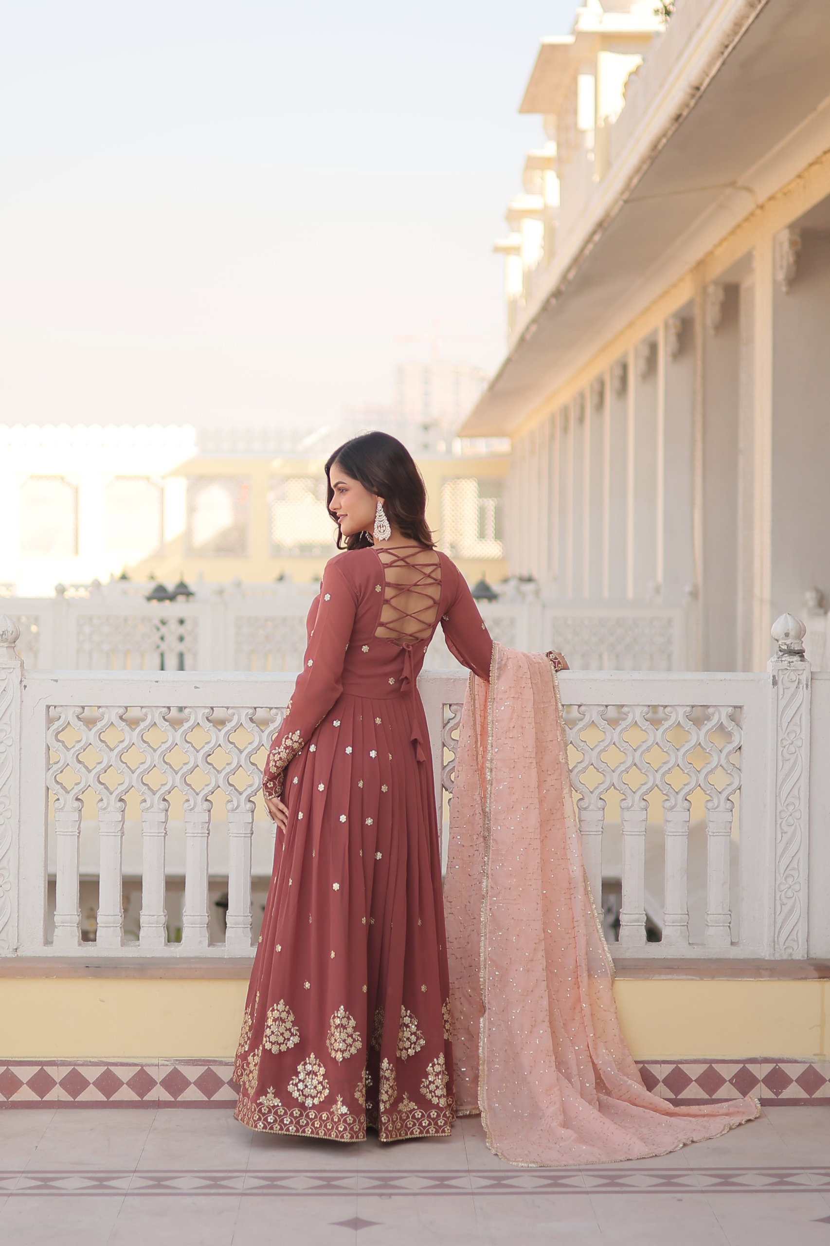 Lekha KA 1075 Faux Georgette Embroidered Gown With Dupatta Collection