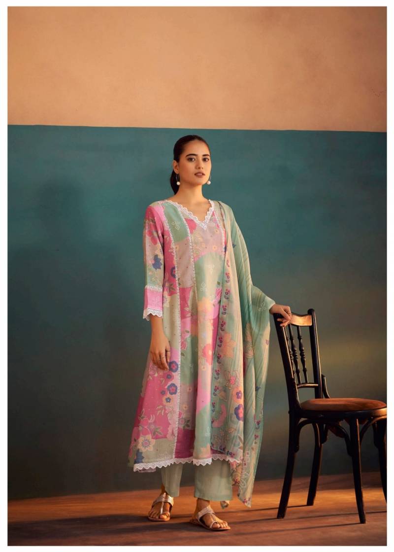 Tanyaa P 295 Linen Cotton Handwork Touchup Anarkali Readymade Suit