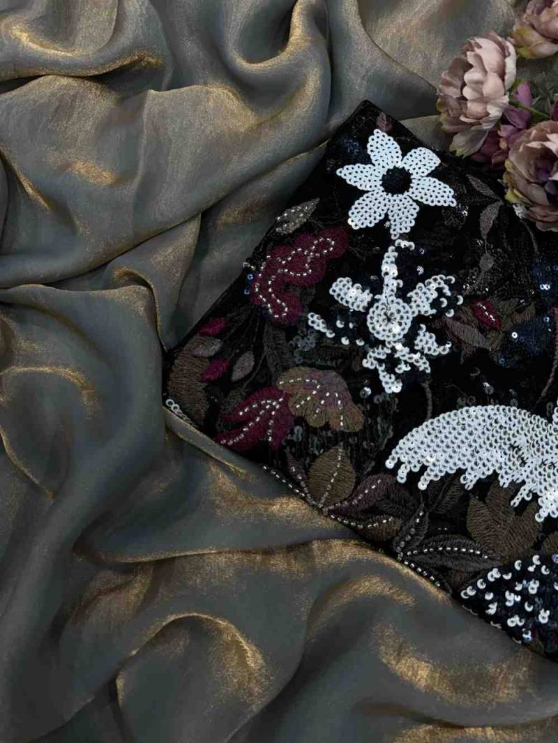 Kc 2039 Sequence Embroidered Space Silk Saree Collection