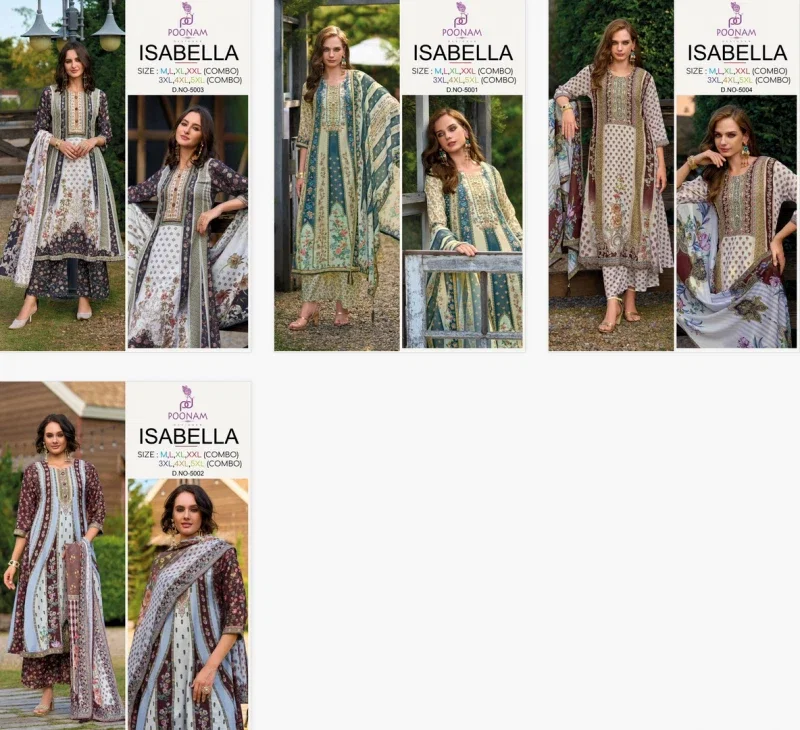 Poonam Isabella Linen Digital Printed Kurti Bottom With Dupatta