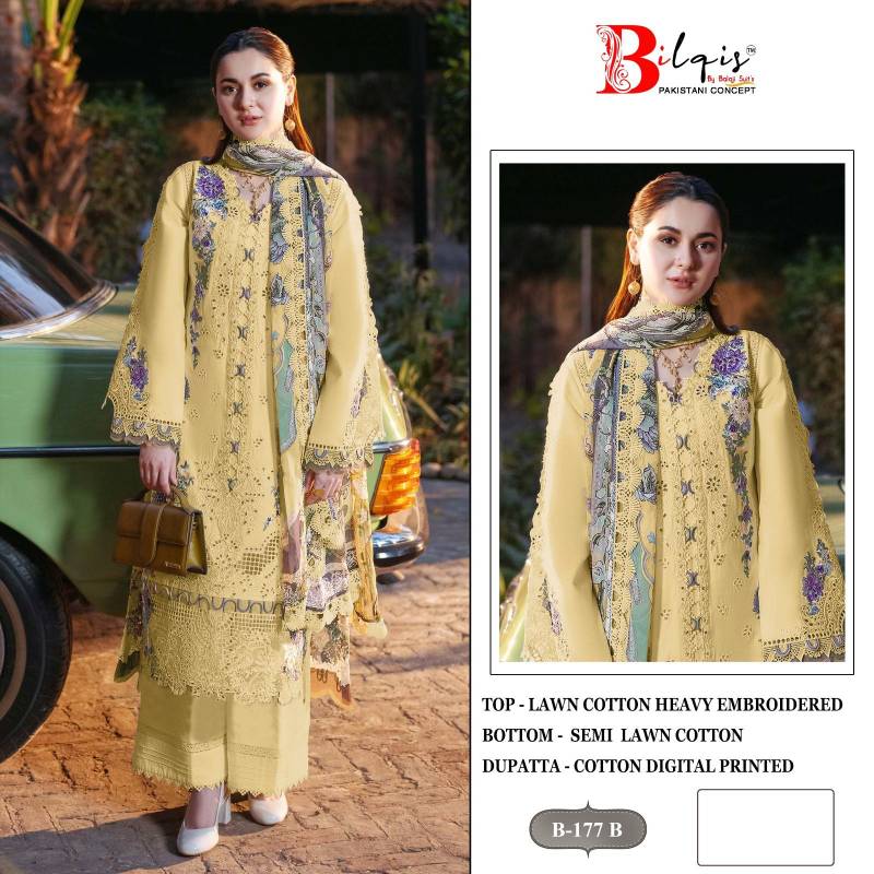 Bilqis B 177 Lawn Cotton Pakistani Salwar Kameez Collection