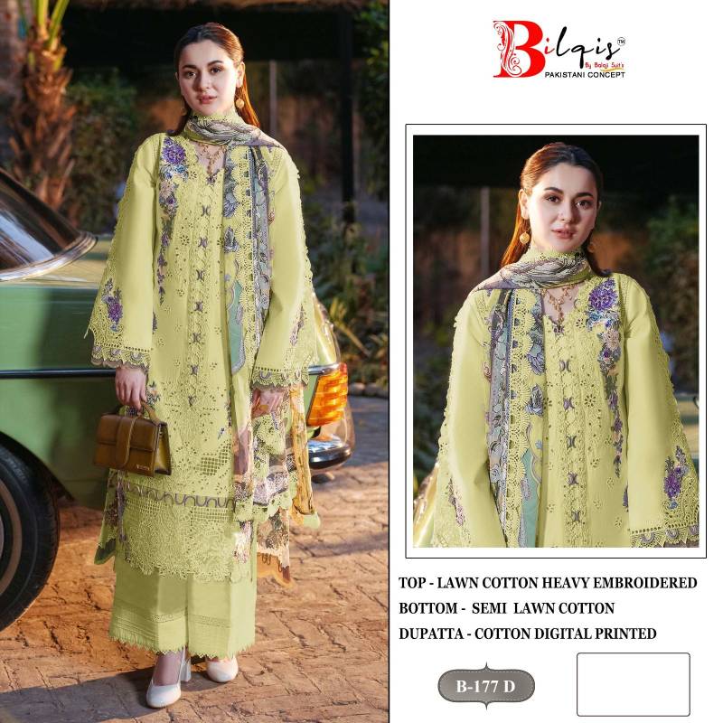 Bilqis B 177 Lawn Cotton Pakistani Salwar Kameez Collection