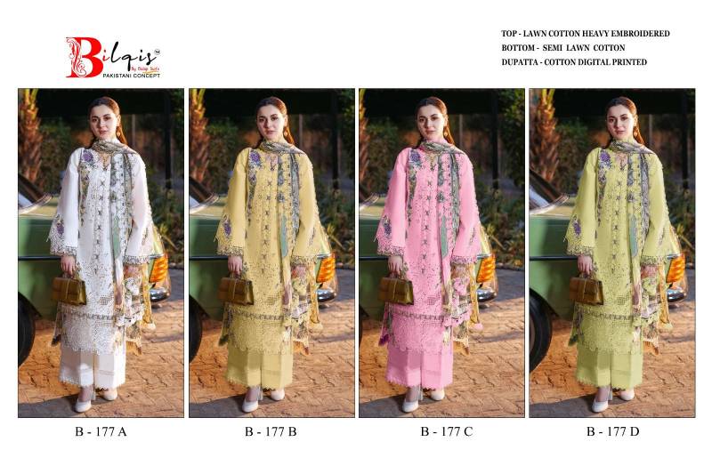 Bilqis B 177 Lawn Cotton Pakistani Salwar Kameez Collection