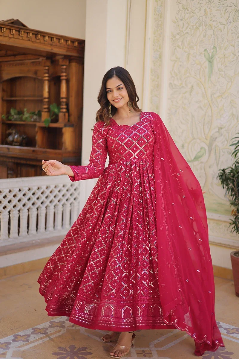 Jf 517 18 Beautiful Designer Faux Blooming Gown With Dupatta