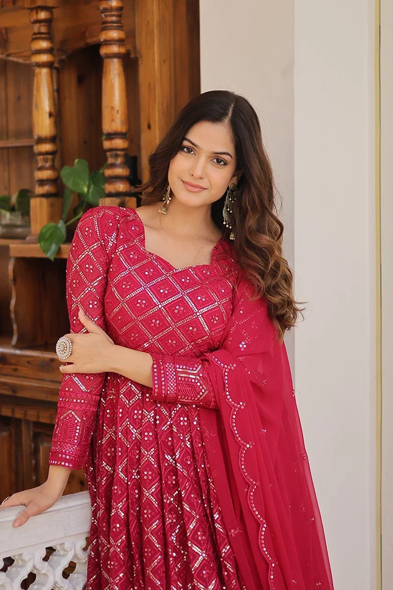 Jf 517 18 Beautiful Designer Faux Blooming Gown With Dupatta