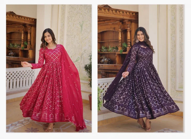 Jf 517 18 Beautiful Designer Faux Blooming Gown With Dupatta