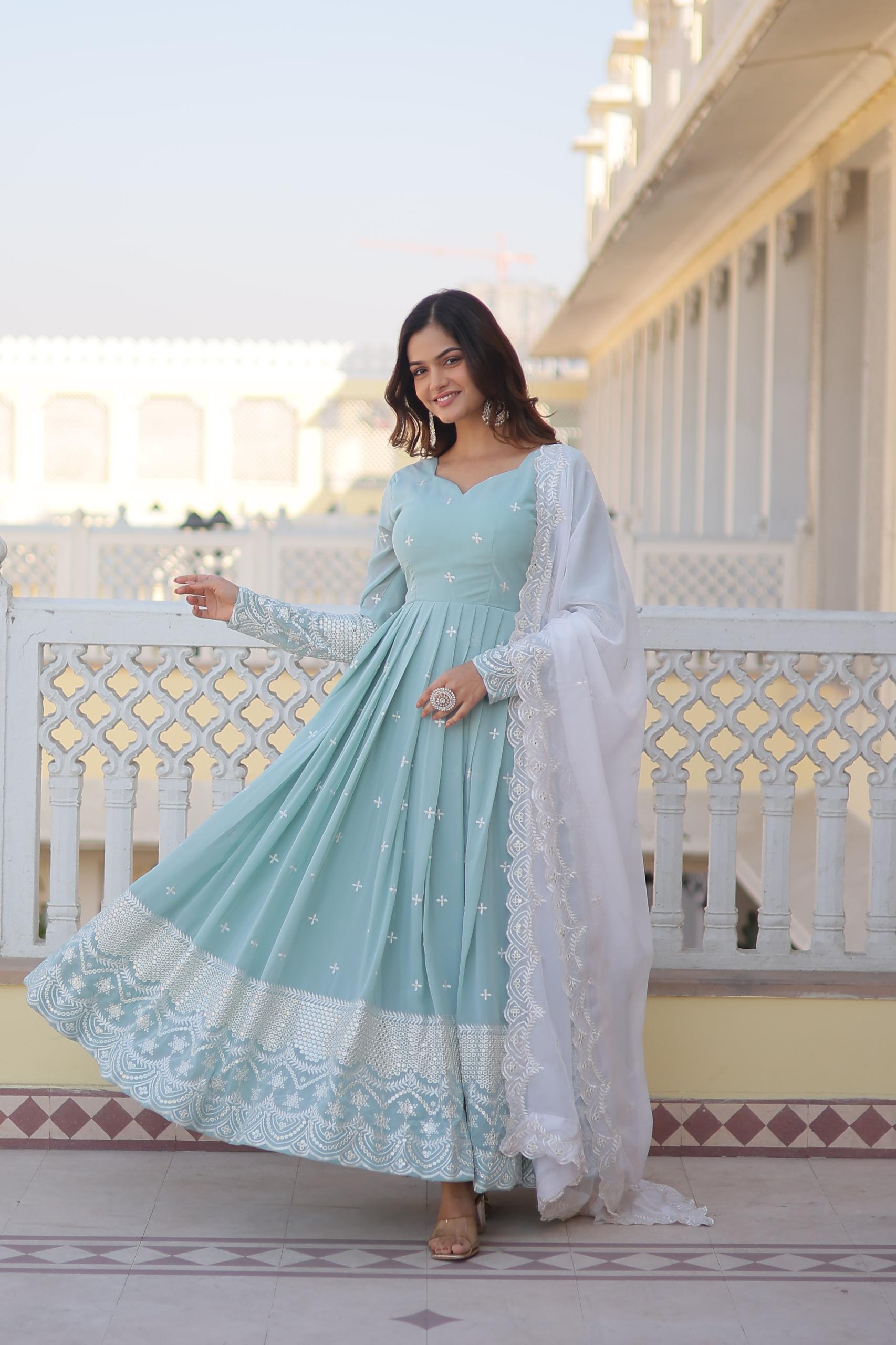 Lekha KA 1071 Faux Georgette Thread & Sequins Embroidery Gown With Dupatta Collection