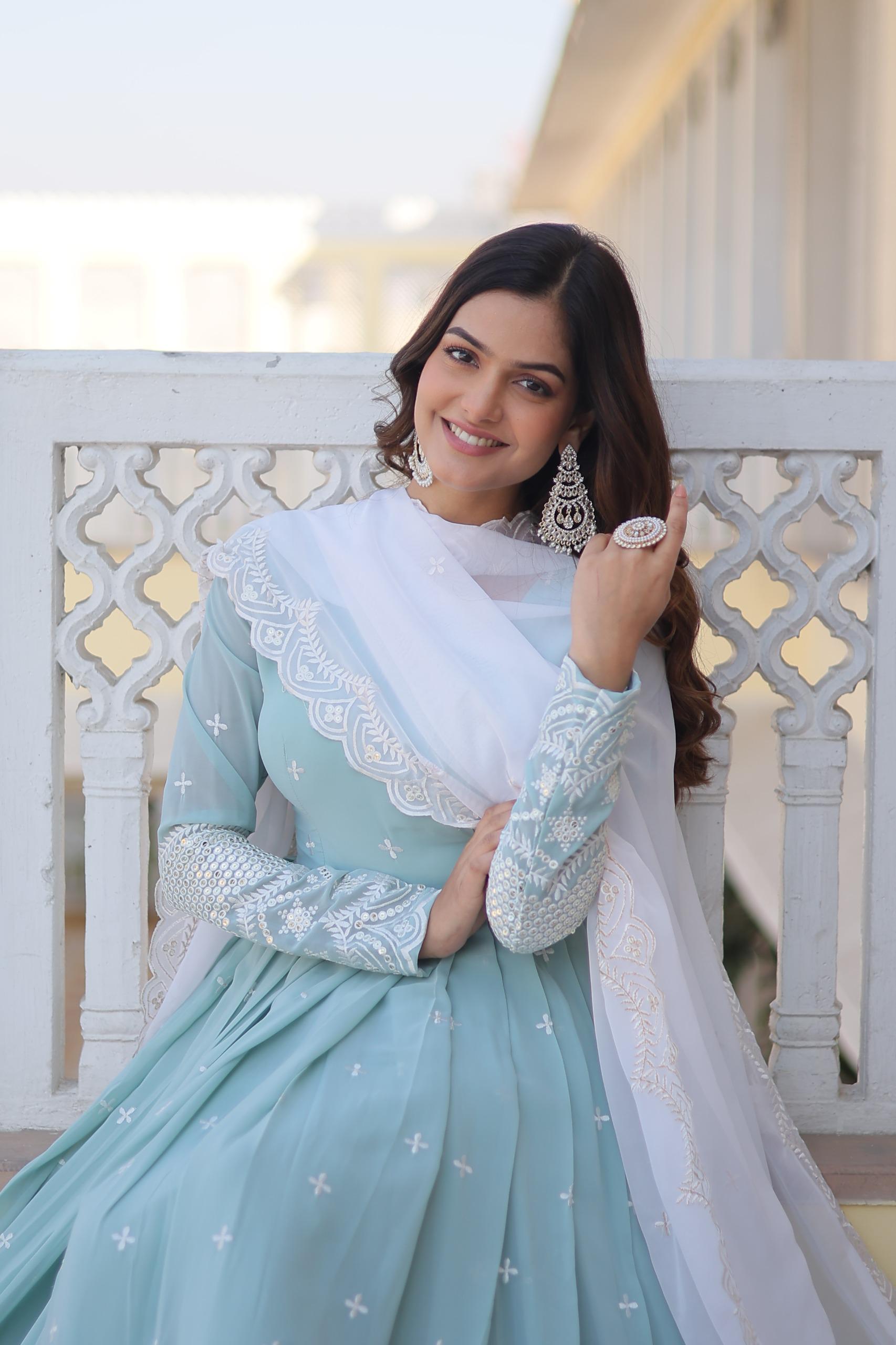 Lekha KA 1071 Faux Georgette Thread & Sequins Embroidery Gown With Dupatta Collection