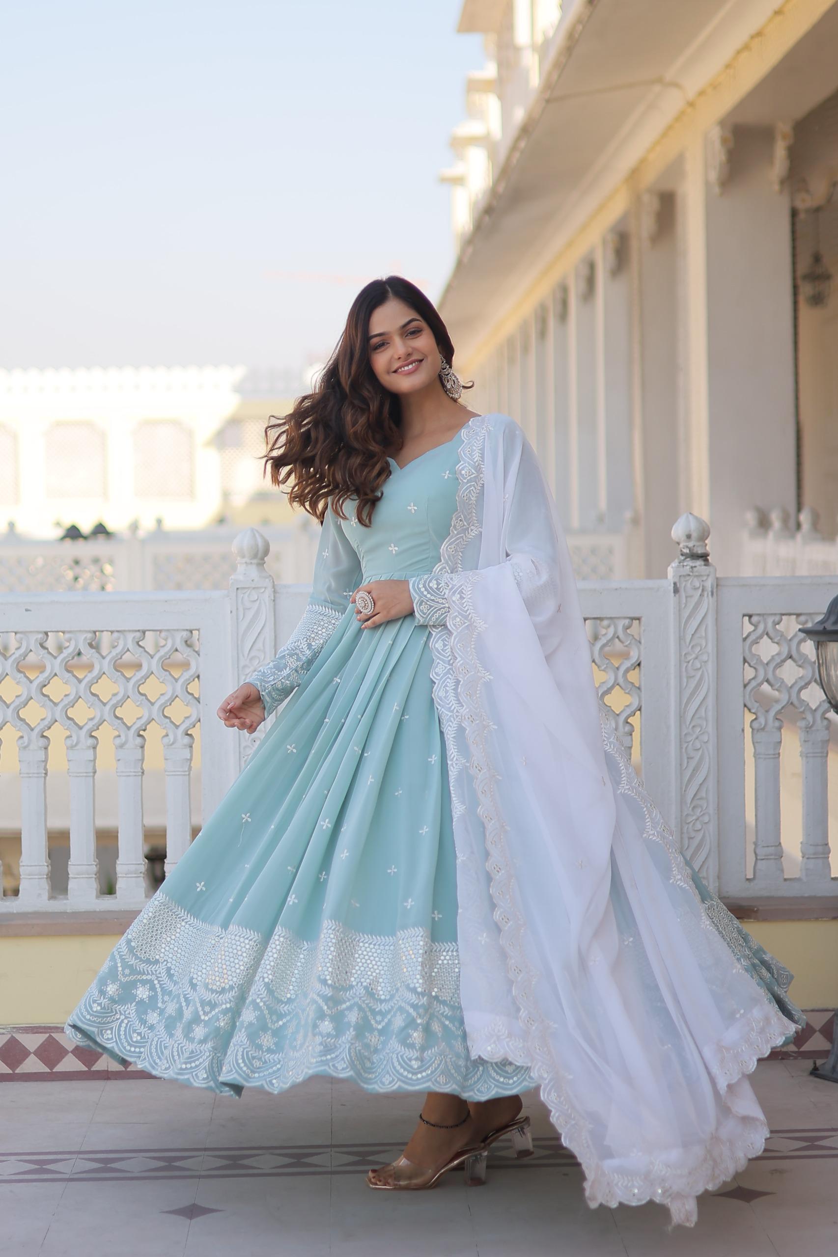 Lekha KA 1071 Faux Georgette Thread & Sequins Embroidery Gown With Dupatta Collection