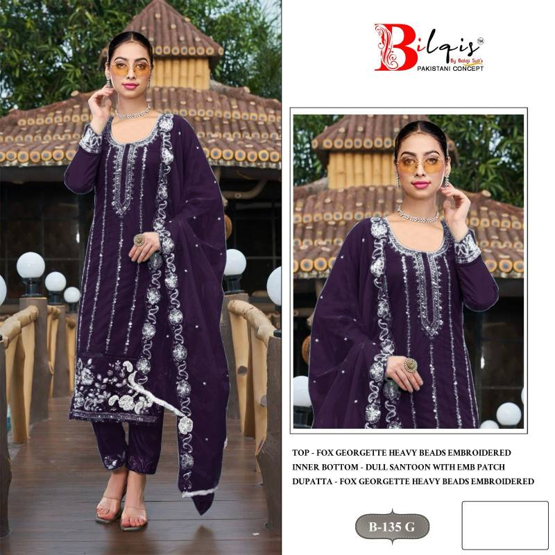 Bilqis B 135 E To H Georgette Pakistani Salwar Kameez Collection