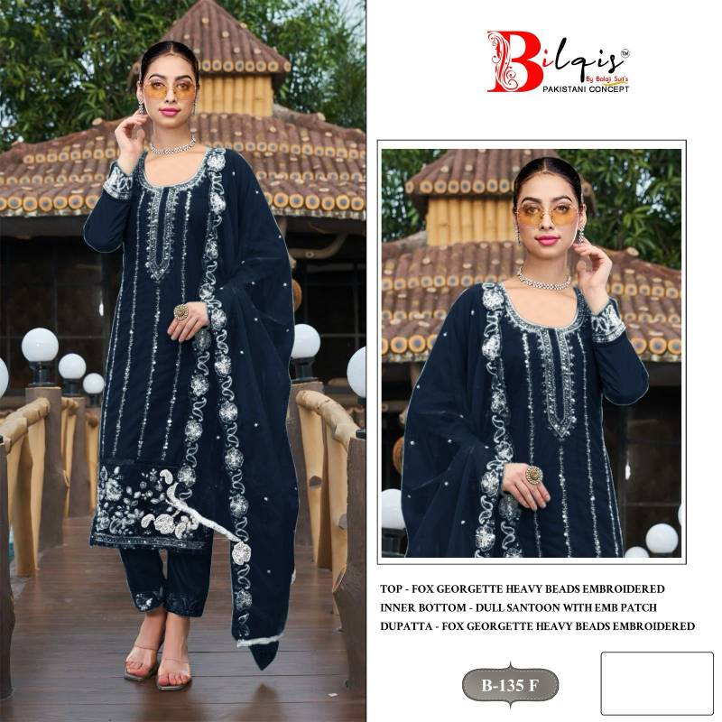 Bilqis B 135 E To H Georgette Pakistani Salwar Kameez Collection