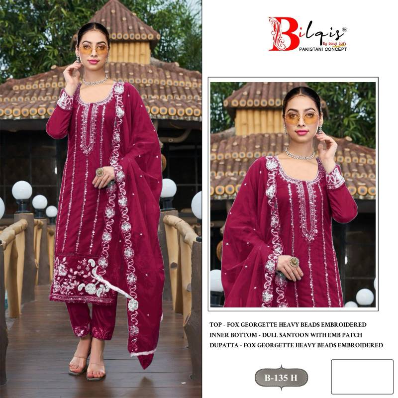 Bilqis B 135 E To H Georgette Pakistani Salwar Kameez Collection