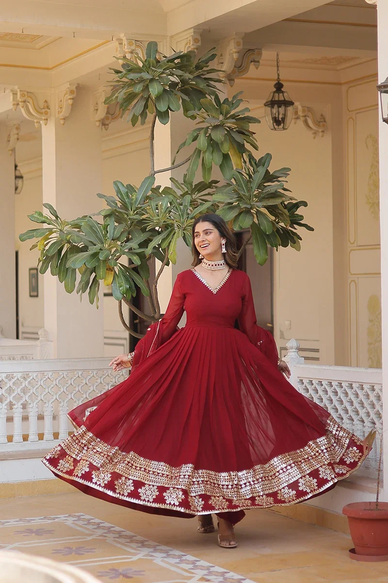 Jf 519 21 Beautiful Designer Faux Blooming Gown With Dupatta