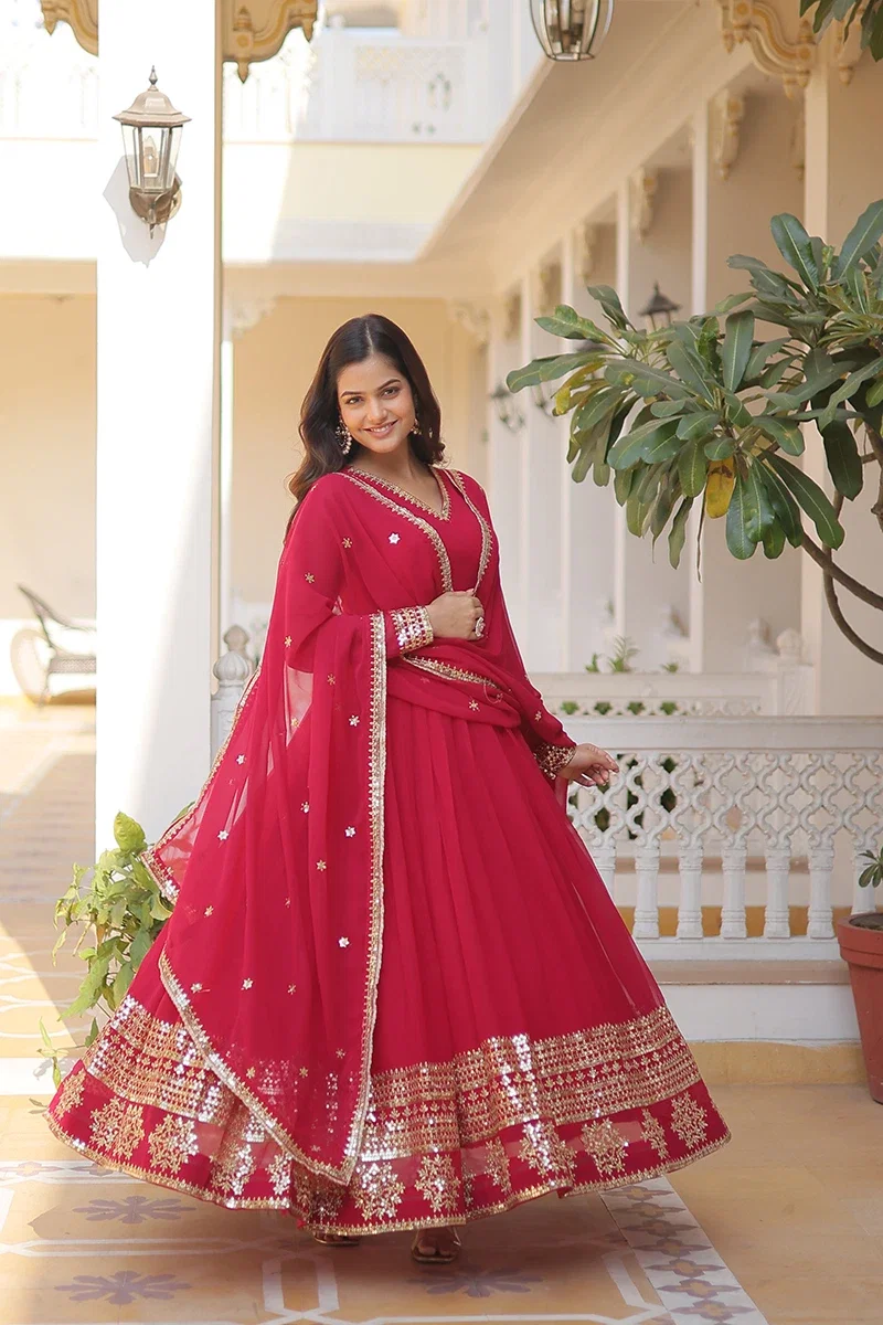 Jf 519 21 Beautiful Designer Faux Blooming Gown With Dupatta
