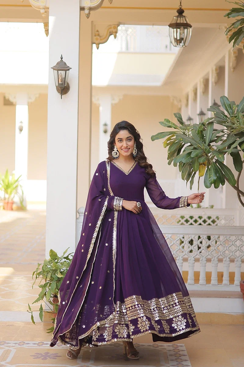 Jf 519 21 Beautiful Designer Faux Blooming Gown With Dupatta