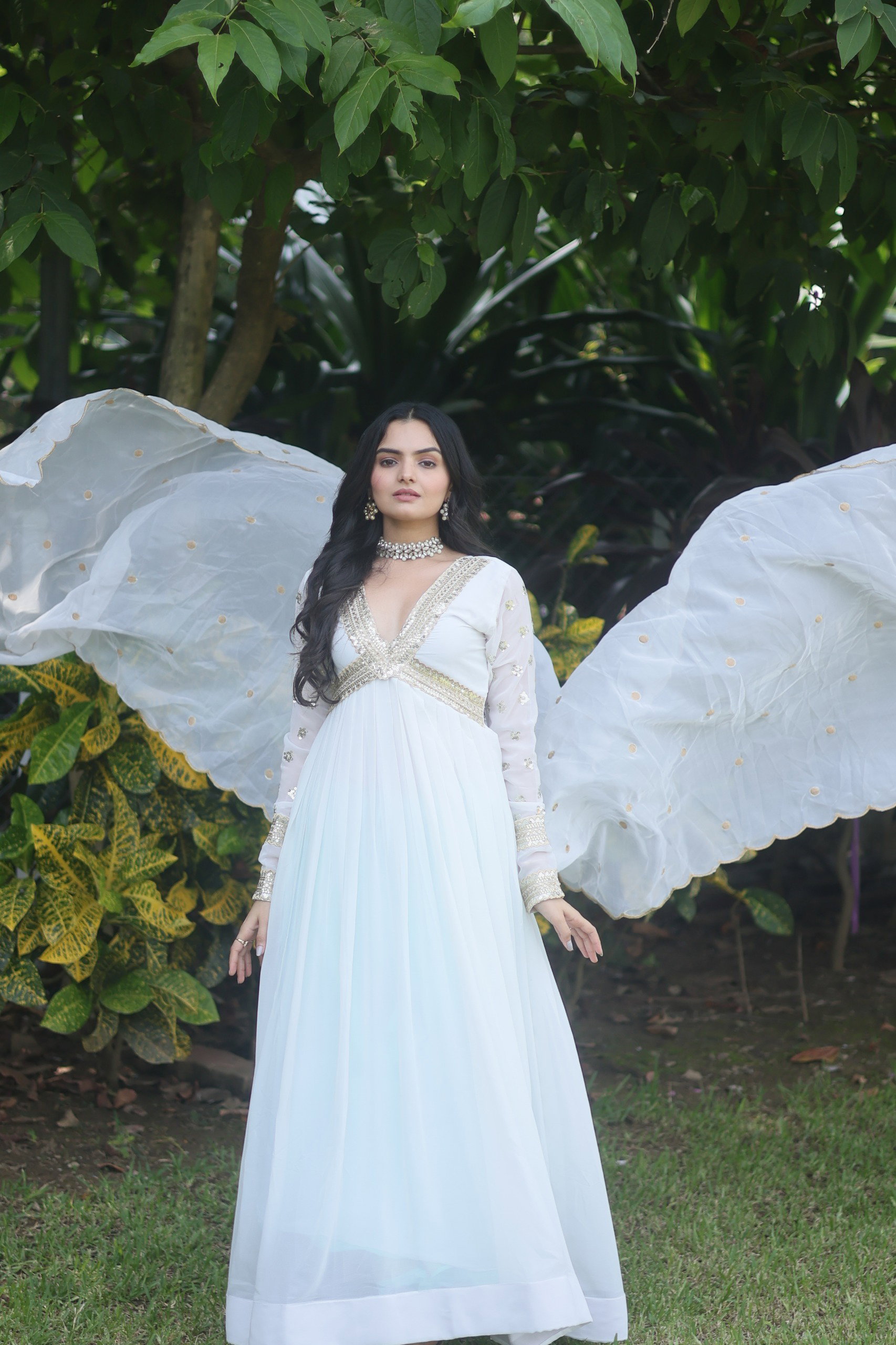 Lekha KA 1067 Faux Blooming With  Embroidery Zari Sequins Gown With Dupatta