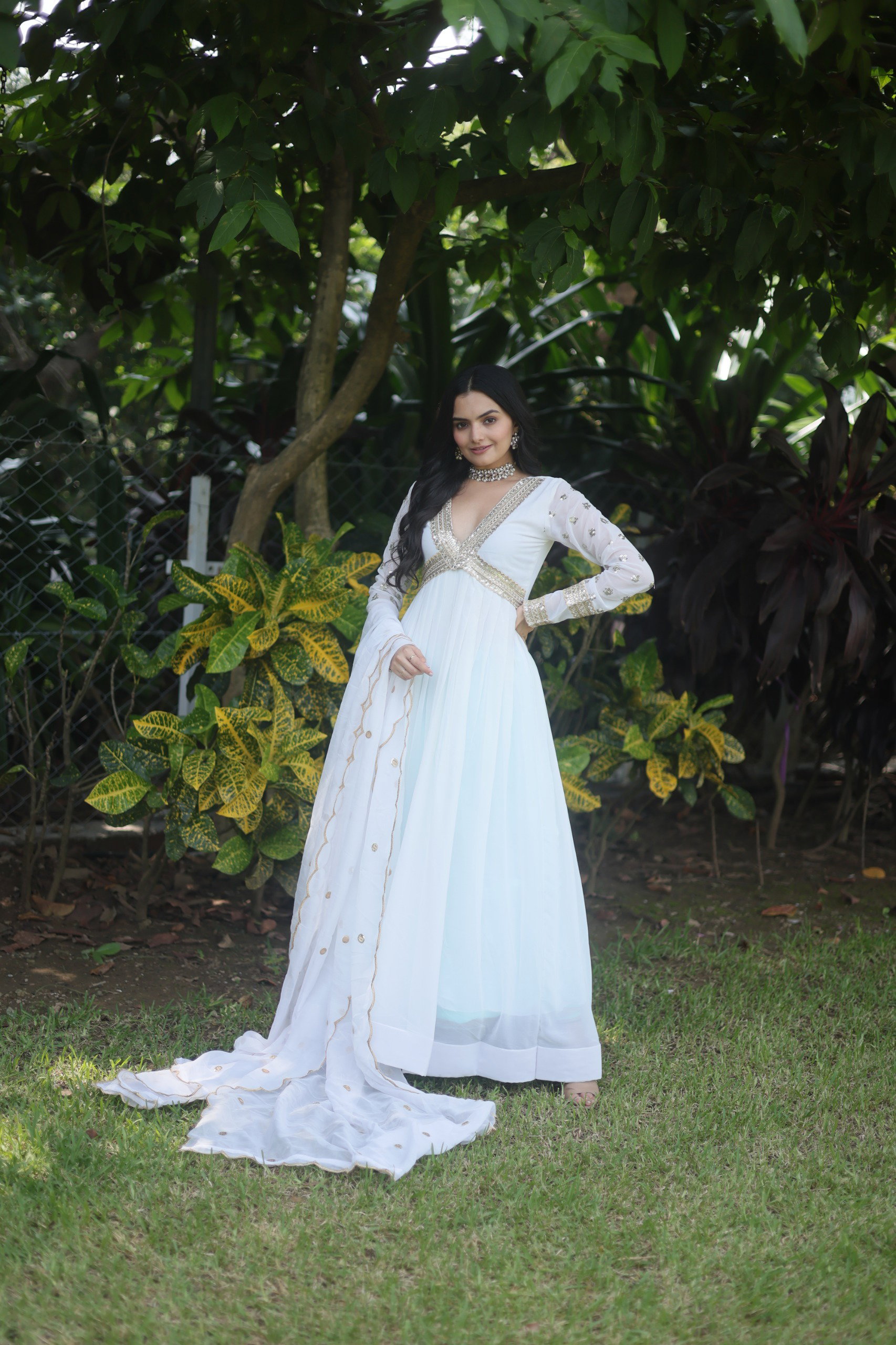 Lekha KA 1067 Faux Blooming With  Embroidery Zari Sequins Gown With Dupatta