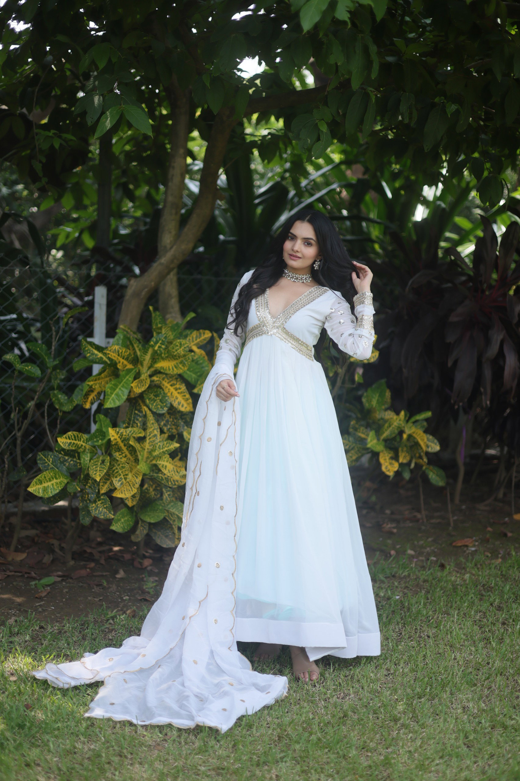 Lekha KA 1067 Faux Blooming With  Embroidery Zari Sequins Gown With Dupatta