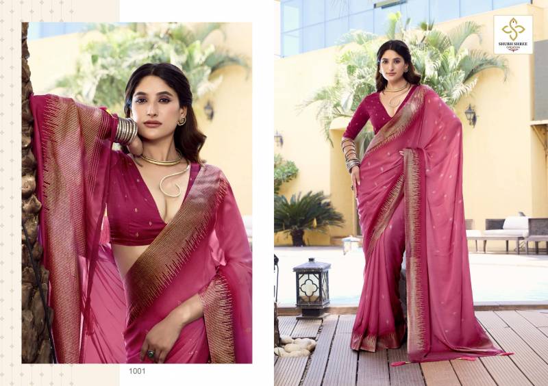 Shubh Shree Aarohi Dull Moss Spray Printing Saree Collection