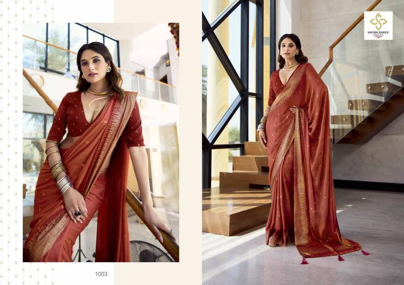 Shubh Shree Aarohi Dull Moss Spray Printing Saree Collection