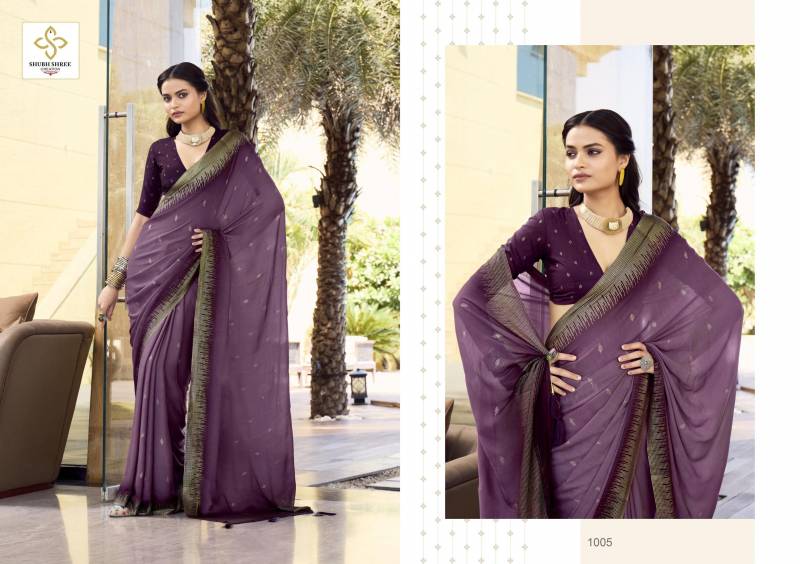 Shubh Shree Aarohi Dull Moss Spray Printing Saree Collection