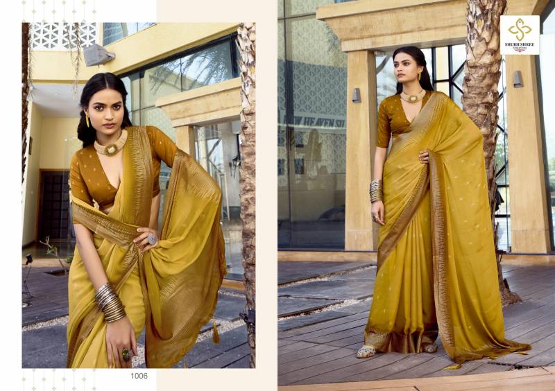 Shubh Shree Aarohi Dull Moss Spray Printing Saree Collection