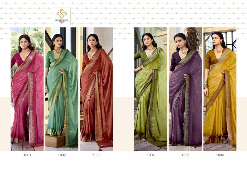 Shubh Shree Aarohi Dull Moss Spray Printing Saree Collection