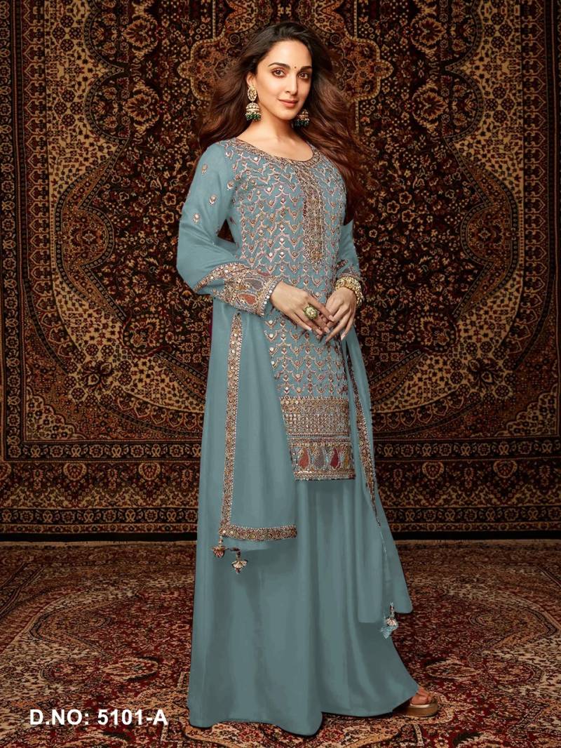 Kiara 5101 A To E Chinon Embroidered Salwar Suits Collection