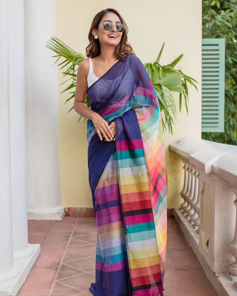 Bt 422 Digital Printed Linen Fancy Saree Collection