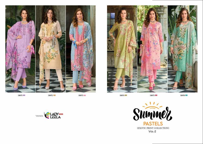 Lady Leela Summer Pastels Vol 2 Linen Kurti Pant With Dupatta Collection