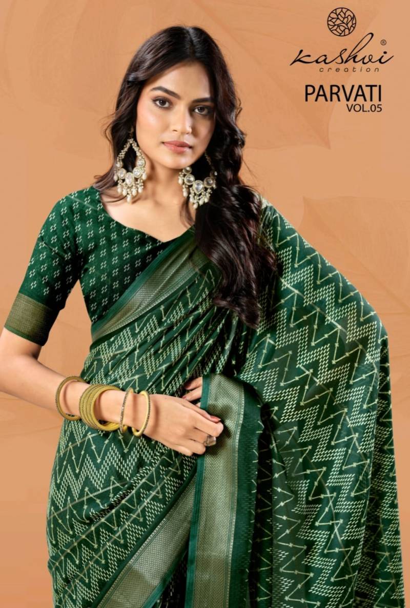 Kashvi Parvati Vol 5 Marshmallow Jacquard Border Saree Collection