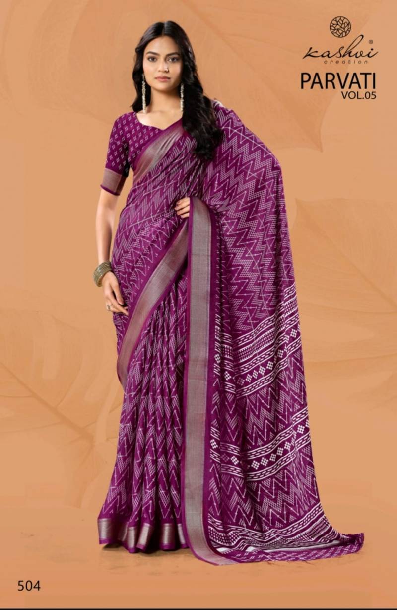 Kashvi Parvati Vol 5 Marshmallow Jacquard Border Saree Collection