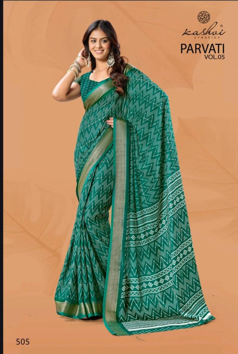 Kashvi Parvati Vol 5 Marshmallow Jacquard Border Saree Collection