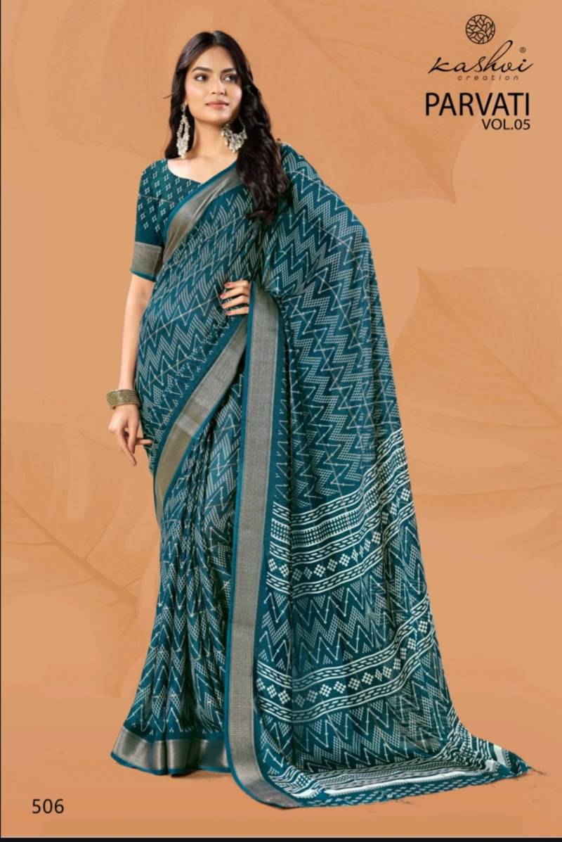 Kashvi Parvati Vol 5 Marshmallow Jacquard Border Saree Collection
