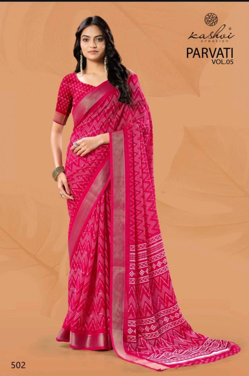Kashvi Parvati Vol 5 Marshmallow Jacquard Border Saree Collection