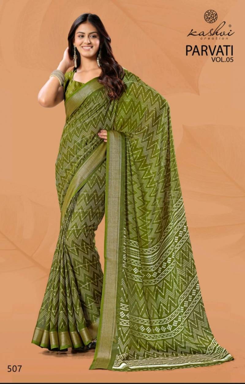 Kashvi Parvati Vol 5 Marshmallow Jacquard Border Saree Collection