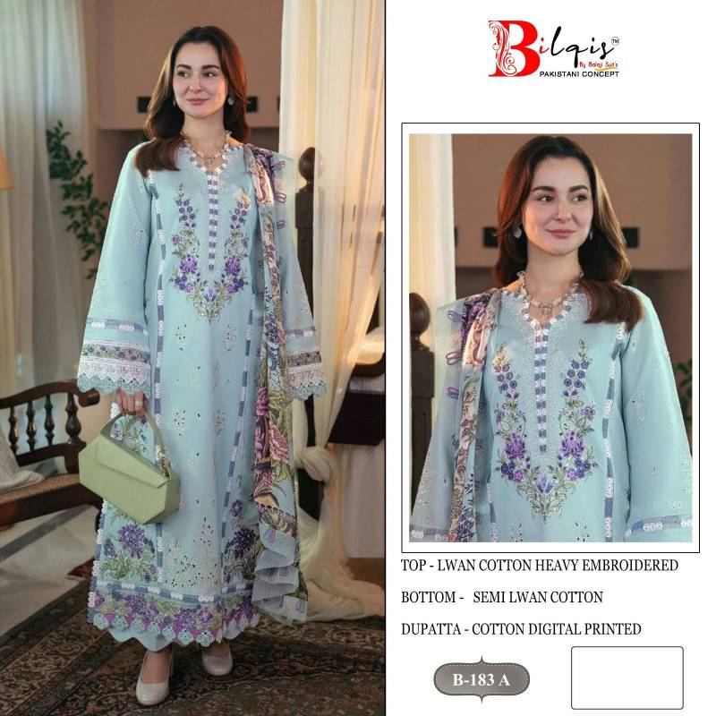 Bilqis B 183 Lawn Cotton Pakistani Salwar Kameez Collection